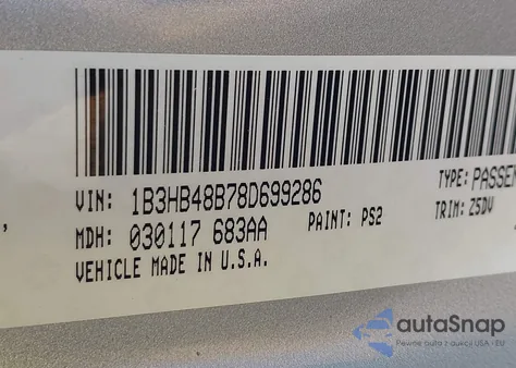 2008 Dodge Caliber Sxt from USA, damaged, VIN 1B3HB48B78D699286